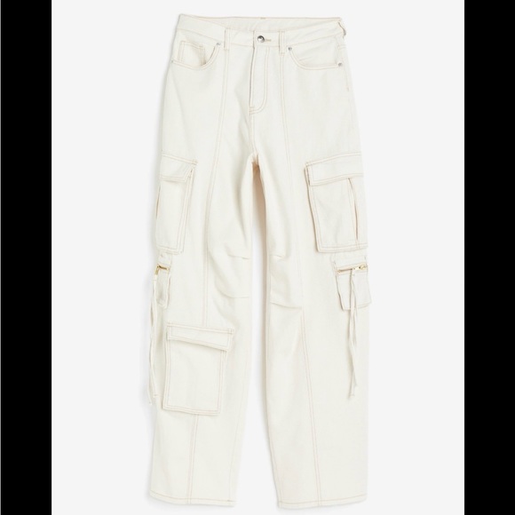 H&M Denim - H&M Off-White Cargo Pants